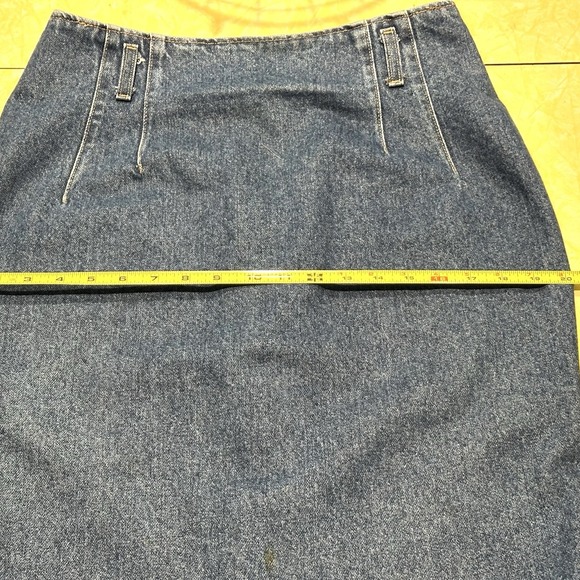 Vintage 90s Hunt Club Women's Blue Denim Full Straight‎ Pencil Skirt Size M - Picture 8 of 8